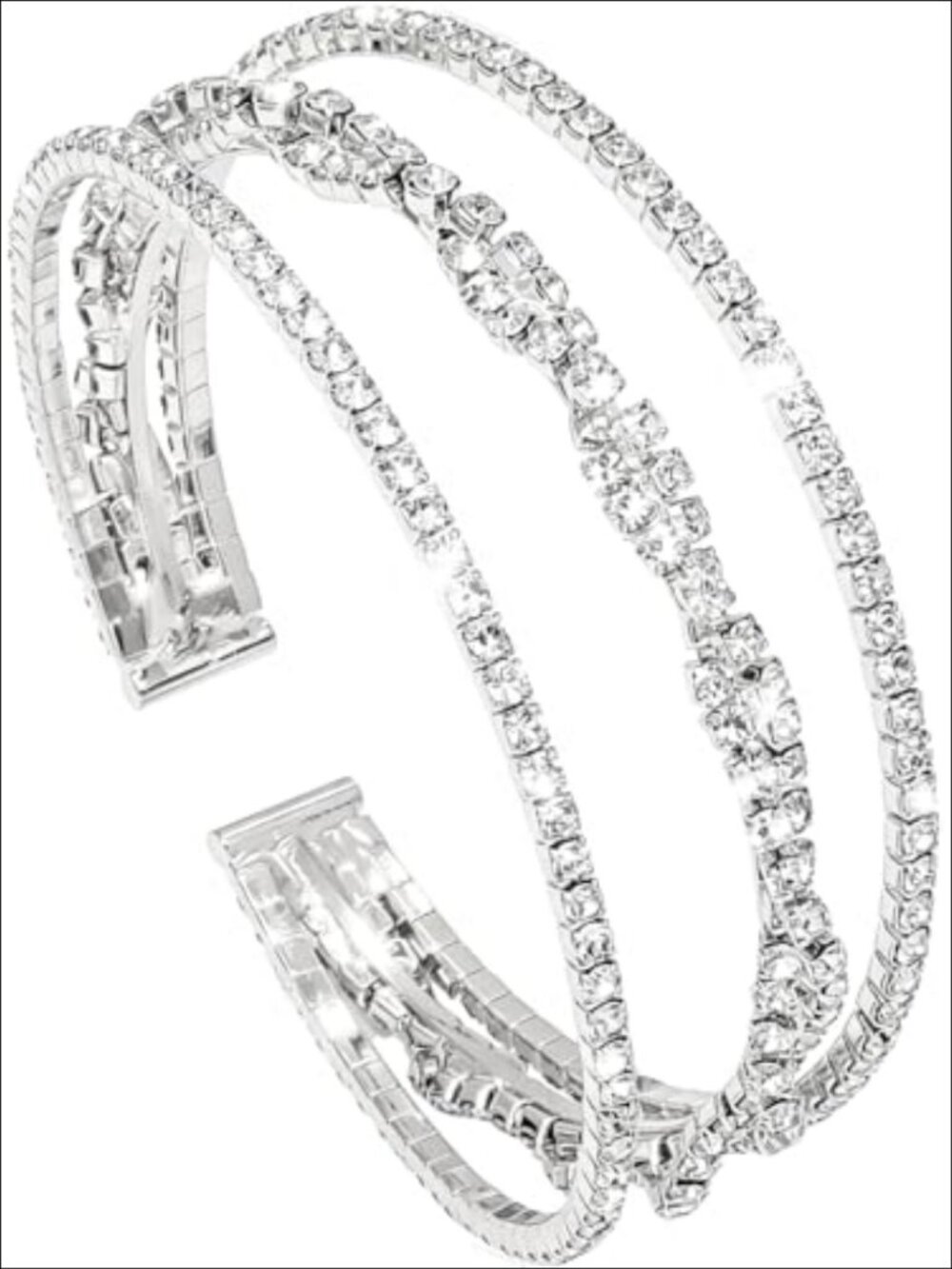 Rhinestone Cuff Bracelet Multilayer Crystal Bangle Bridal Wedding Jewelry